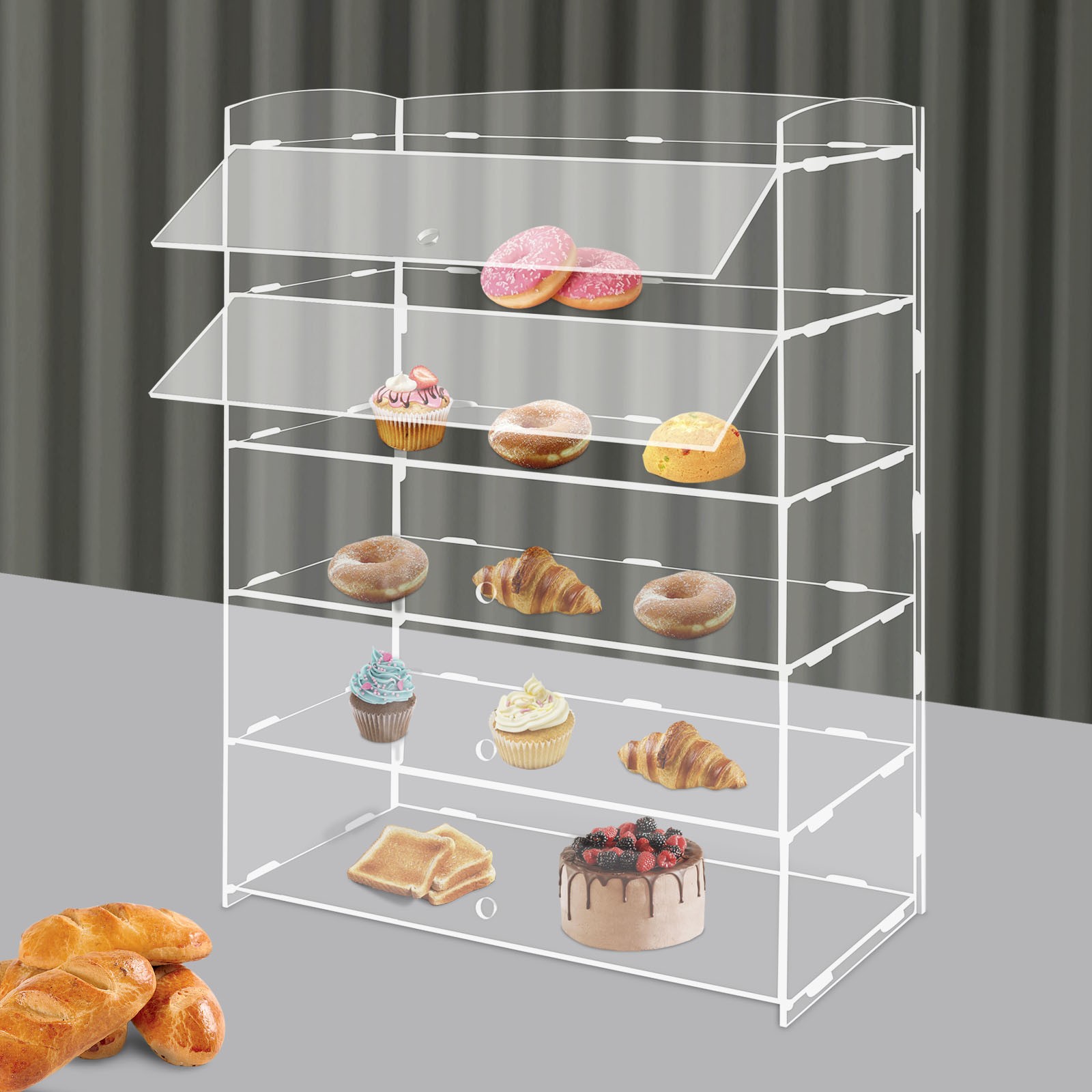 18.7*8.46*24.4in 5-Tier Acrylic Display Case Bakery Pastry Countertop Showcase
