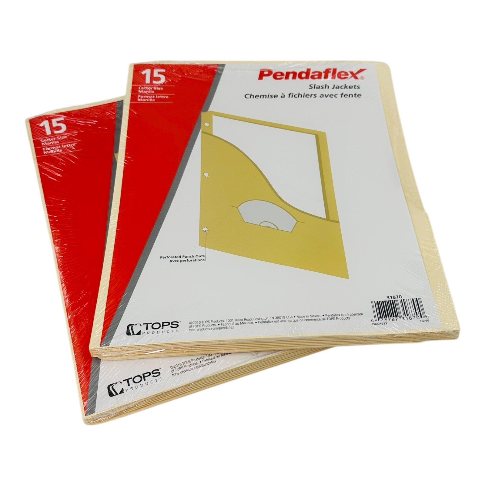 30 Count Pendaflex Slash Jackets 3-Hole Punched Letter Size Manila