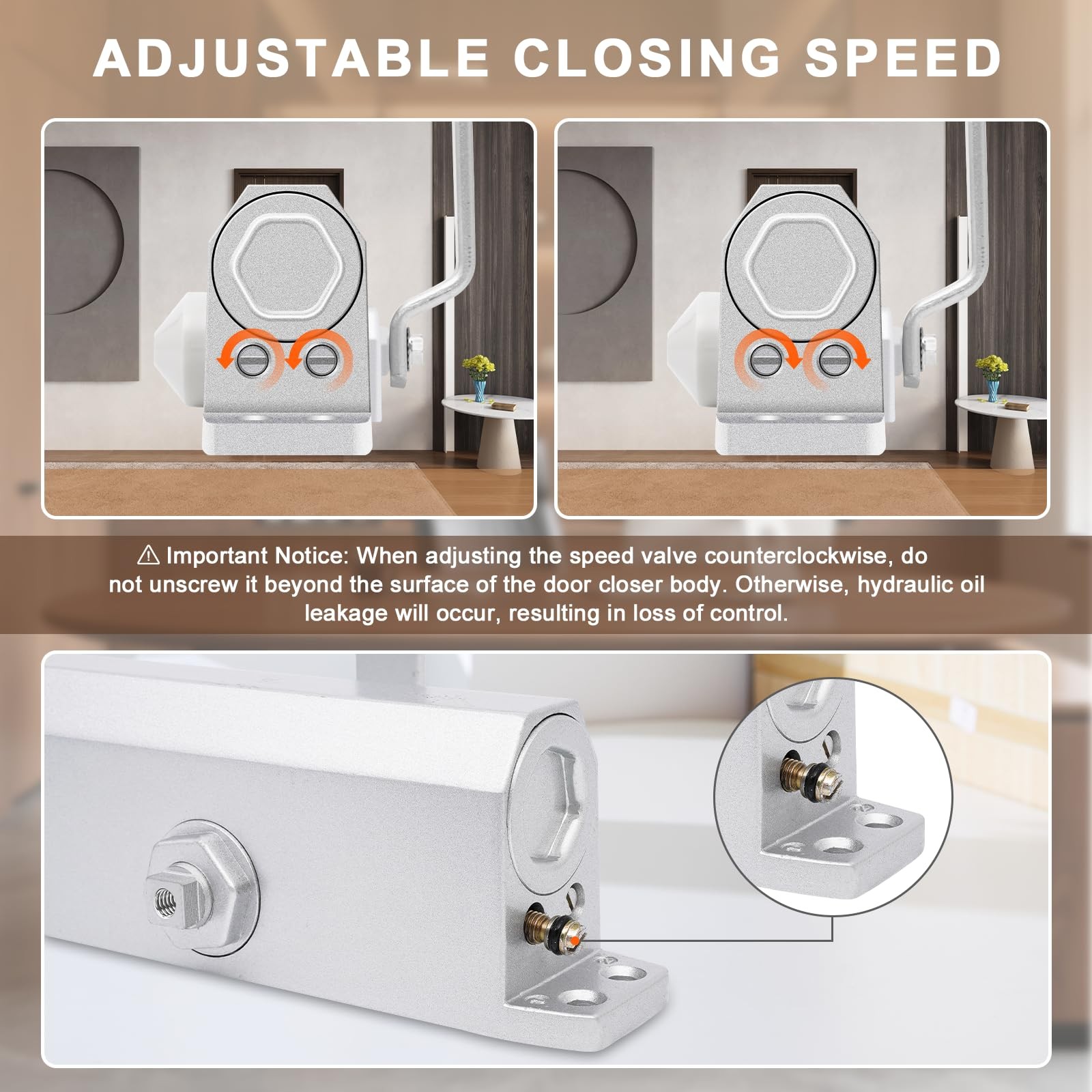 Commercial Door Closer Automatic Door Closer Aluminum Sliver 1 Pack