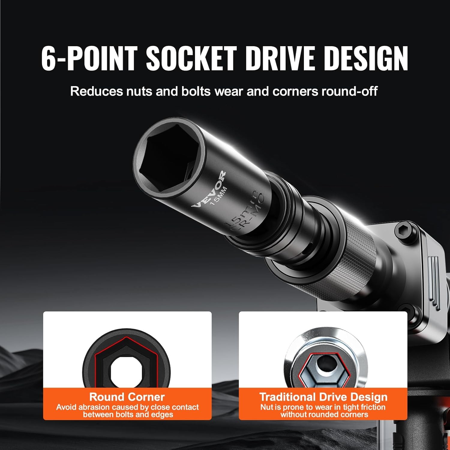 VEVOR 14PCS Universal Impact Socket Set – 3/8″ Drive Deep One Size, Black