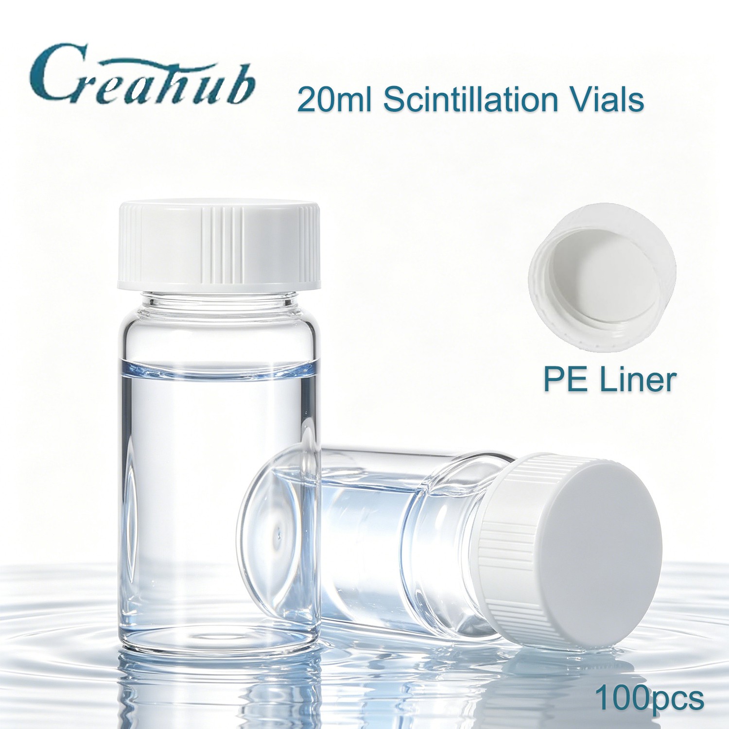 100pcs 20ml Scintillation Vials Borosilicate Glass Sample Vials Counting Vial ﻿