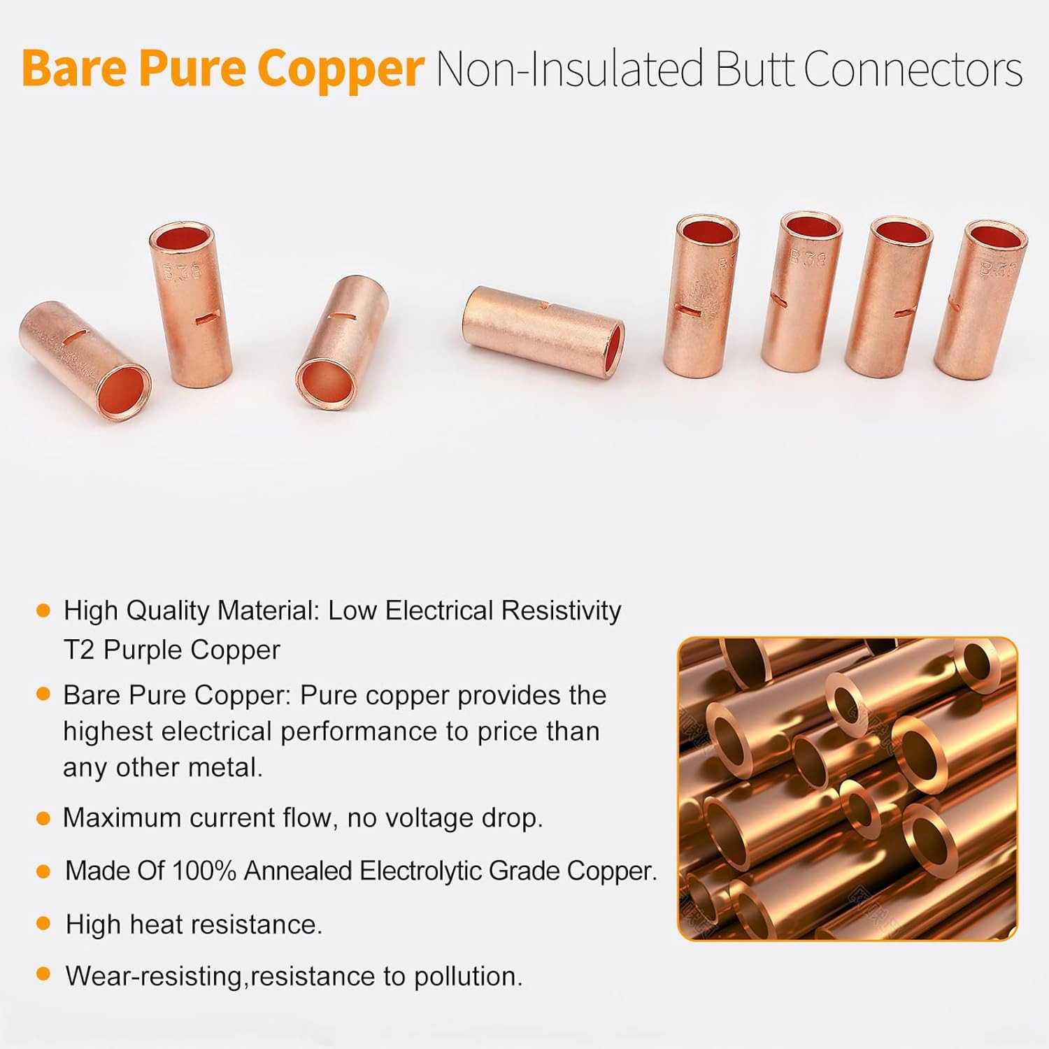 Butt Connectors Kit 132PCS 4/6/8/12-10 Gauge Crimp Butt Splice Wire Connectors N