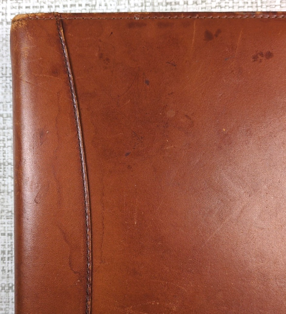 Franklin Quest Classic Distressed Leather Zip Binder 7 Gold Rings 1.5″ Brown
