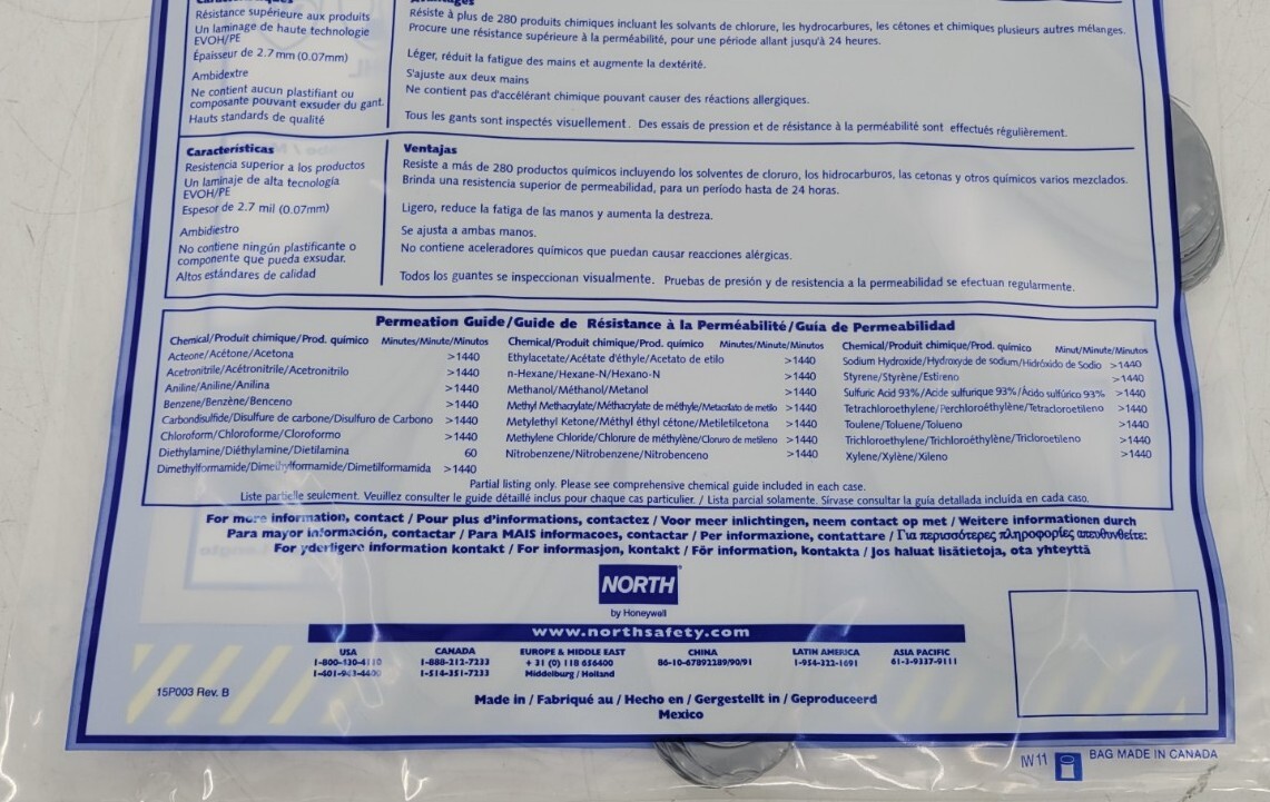 10 Pair Honeywell North Silver Shield Chemical Resistant Gloves Size 9 – EB-9771