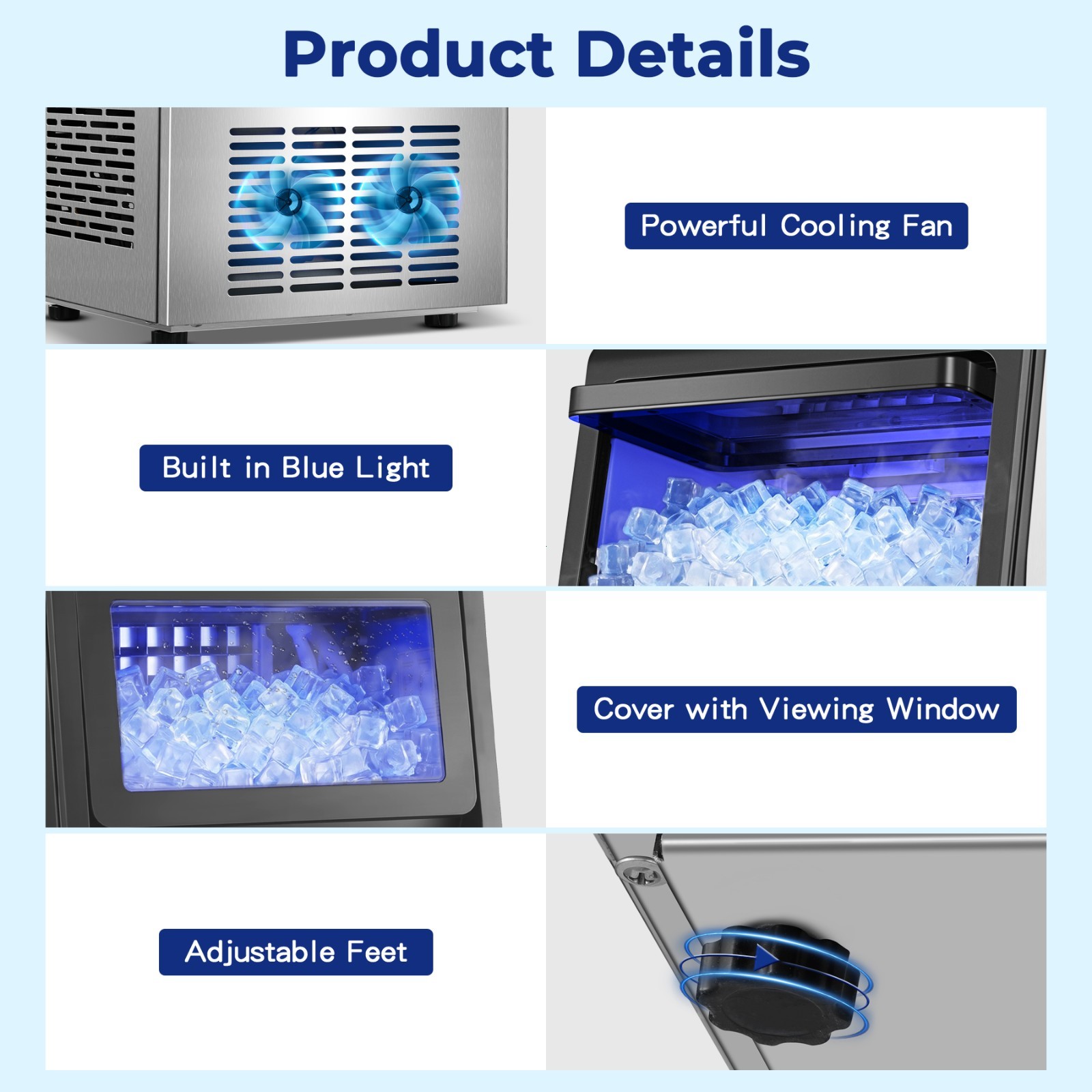 Zomagas Ice Machine Commercial 90lbs/24H Capacity Freestanding Under Counter