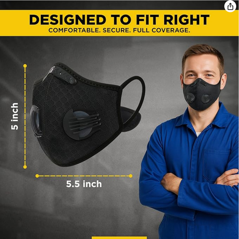 Washable & Reusable Half-Face Shield – Anti-Dust/Pollution Protective Facepiece