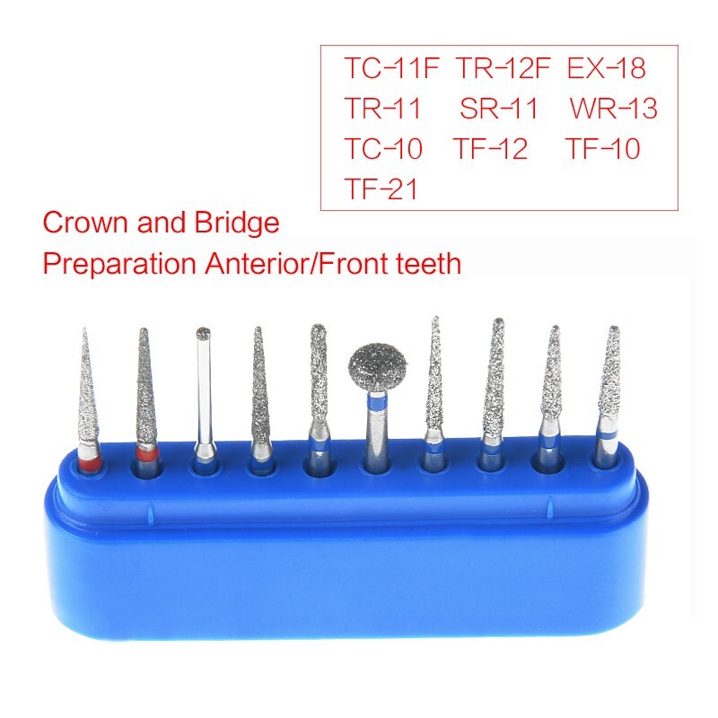 Dental FG Diamond Burs Kit FG-101 For Crown & Bridge Preparation Anterior Teeth