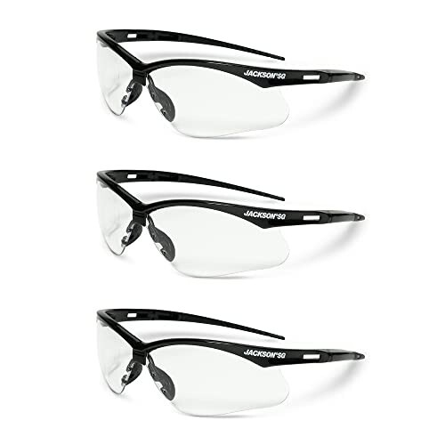 Jackson Safety 5000 SG Safety Glasses Hardcoat Clear Lens Tint – 3Pack