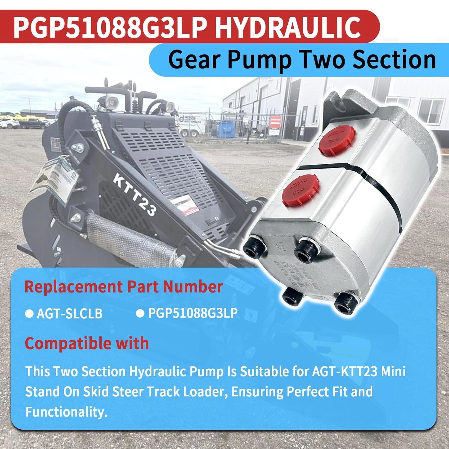 New Two-Section Hydraulic Gear Pump For Skid Steer Loader KTT23 AGT PGP51088G3L