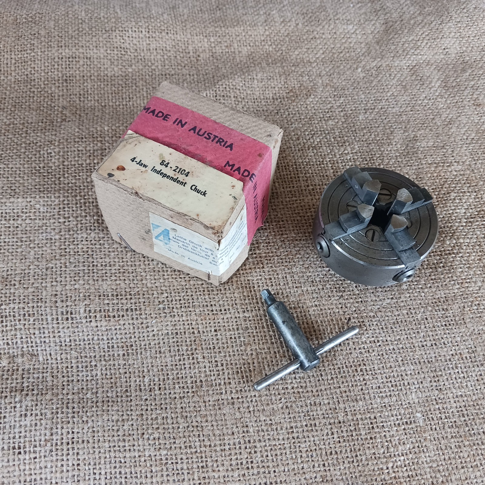 Unimat 4-jaw chuck #84-2104, M12 x 1 mm thread, Made in Austria