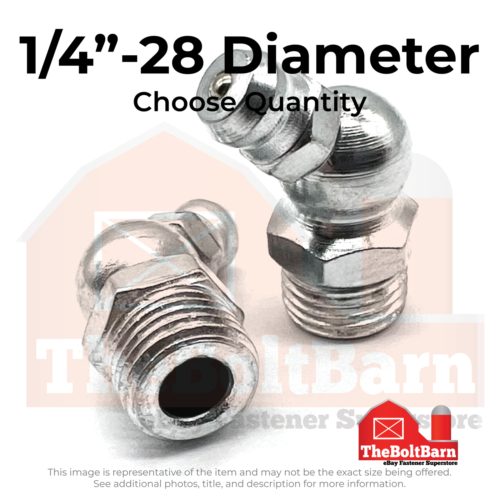 1/4″-28 Zerks Grease Fitting 45 Degree Steel Zinc (Choose Quantity)