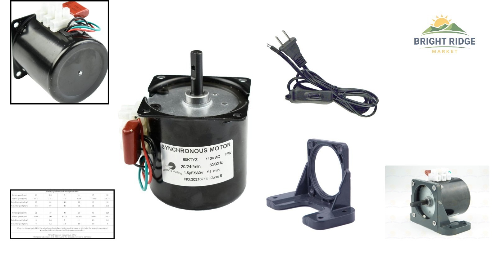 High Torque 60KTYZ Motor for Industrial Drive with Bracket and Power Switch