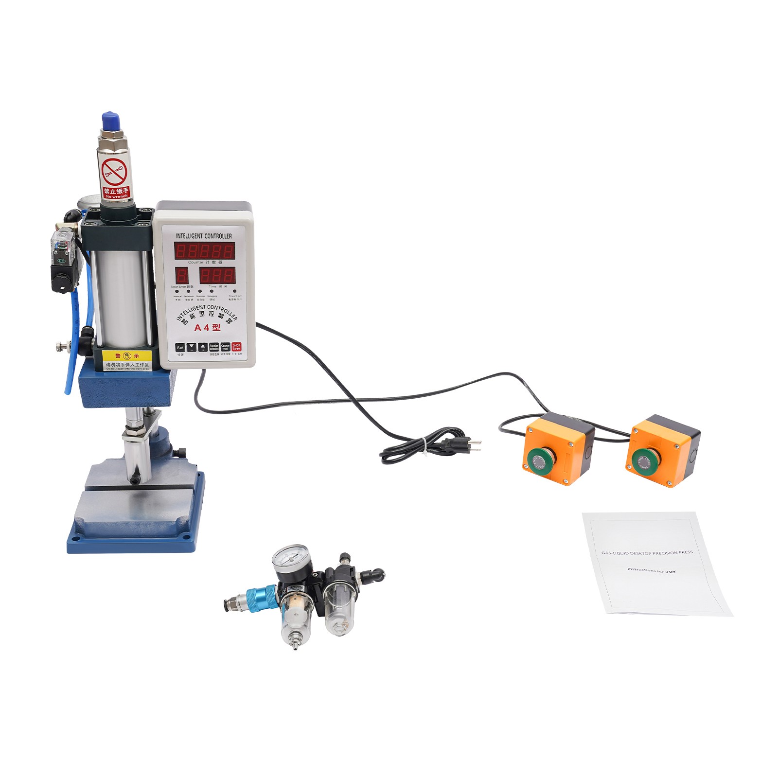 440lb Pneumatic Punch Press Machine Punch Die Hole Φ0.63in Controller 2 Buttons
