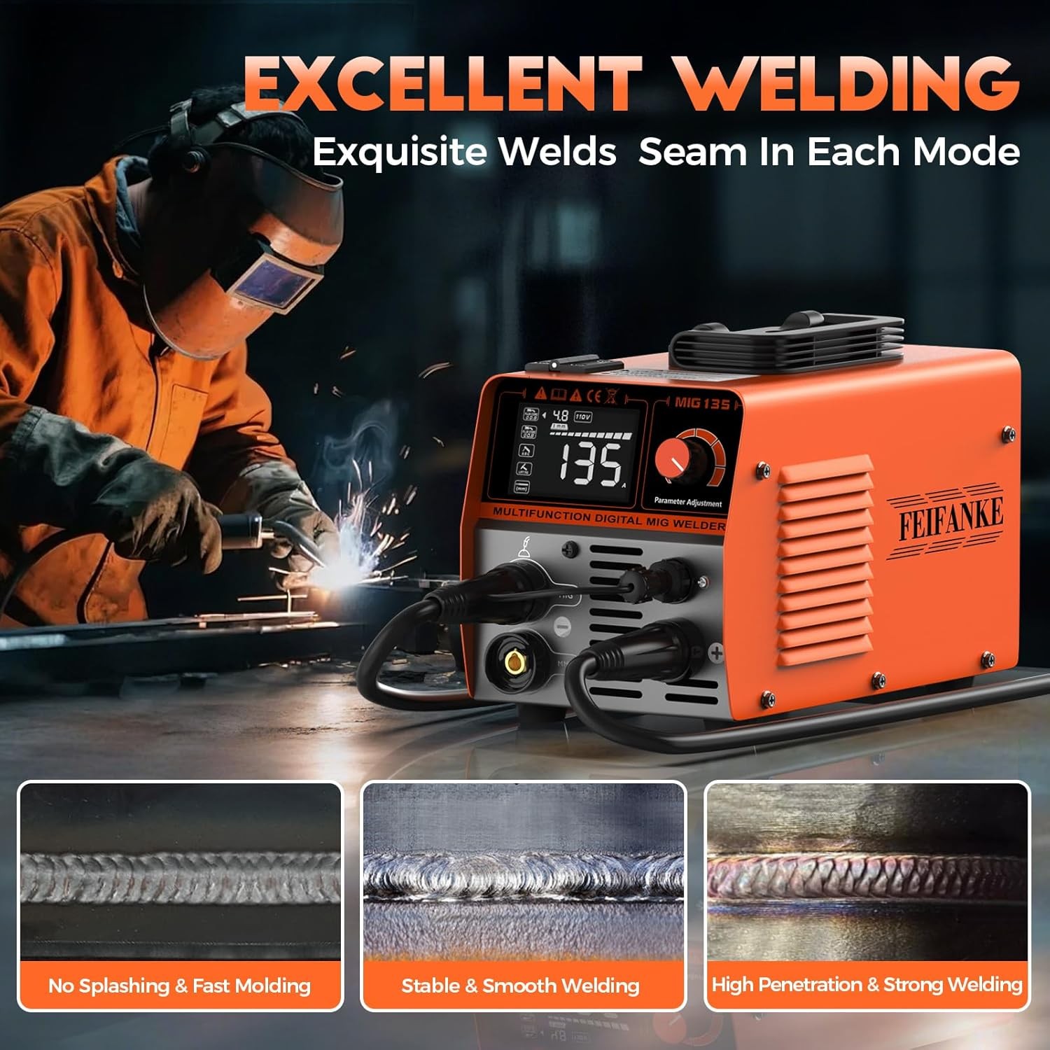 MIG Welder 135A 3IN1 MIG/ARC/Lift TIG Welding Machine 110V for Beginner, Gasless
