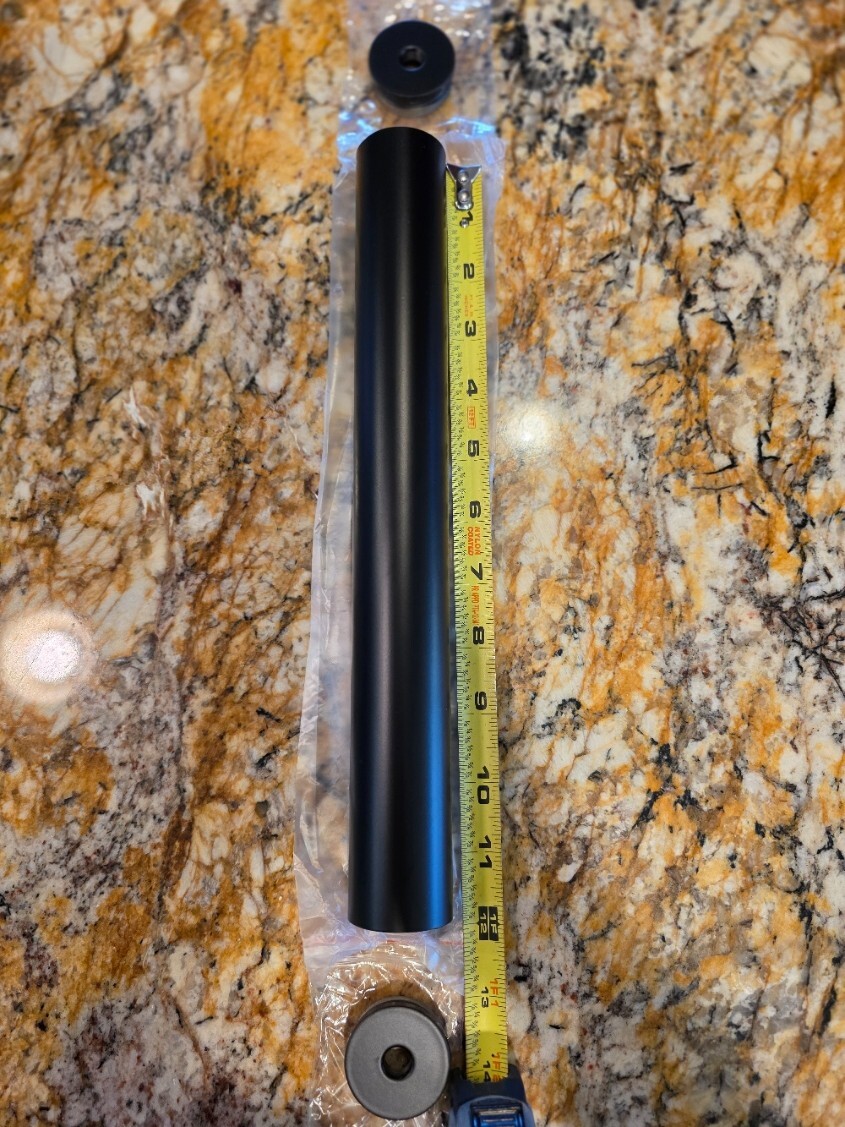 Not Suppressor/Silencer Black Aluminum Threaded Tube w/ End Caps – 12×1.25 in.