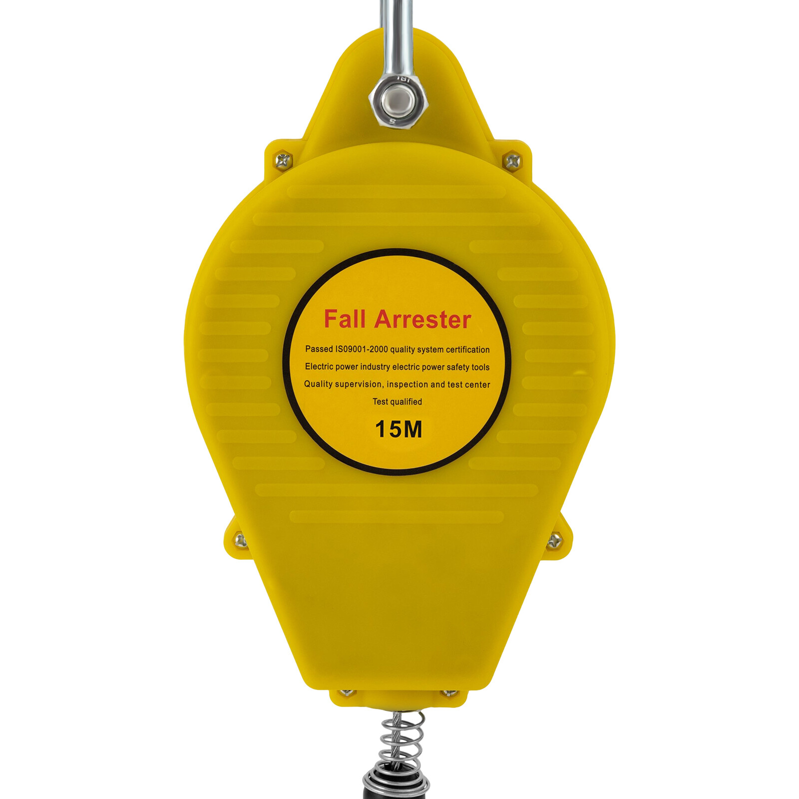 15M Self-Retracting Fall Arrester with Double Locking Hook, 150kg Capacity