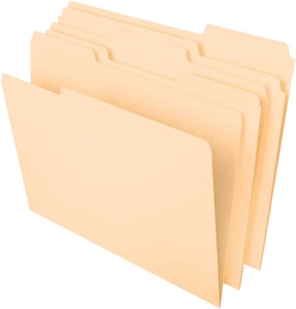 File Folders, 100 Pack, Durable Manila Folders, Letter Size (8.5″ x 11″), 3 Top