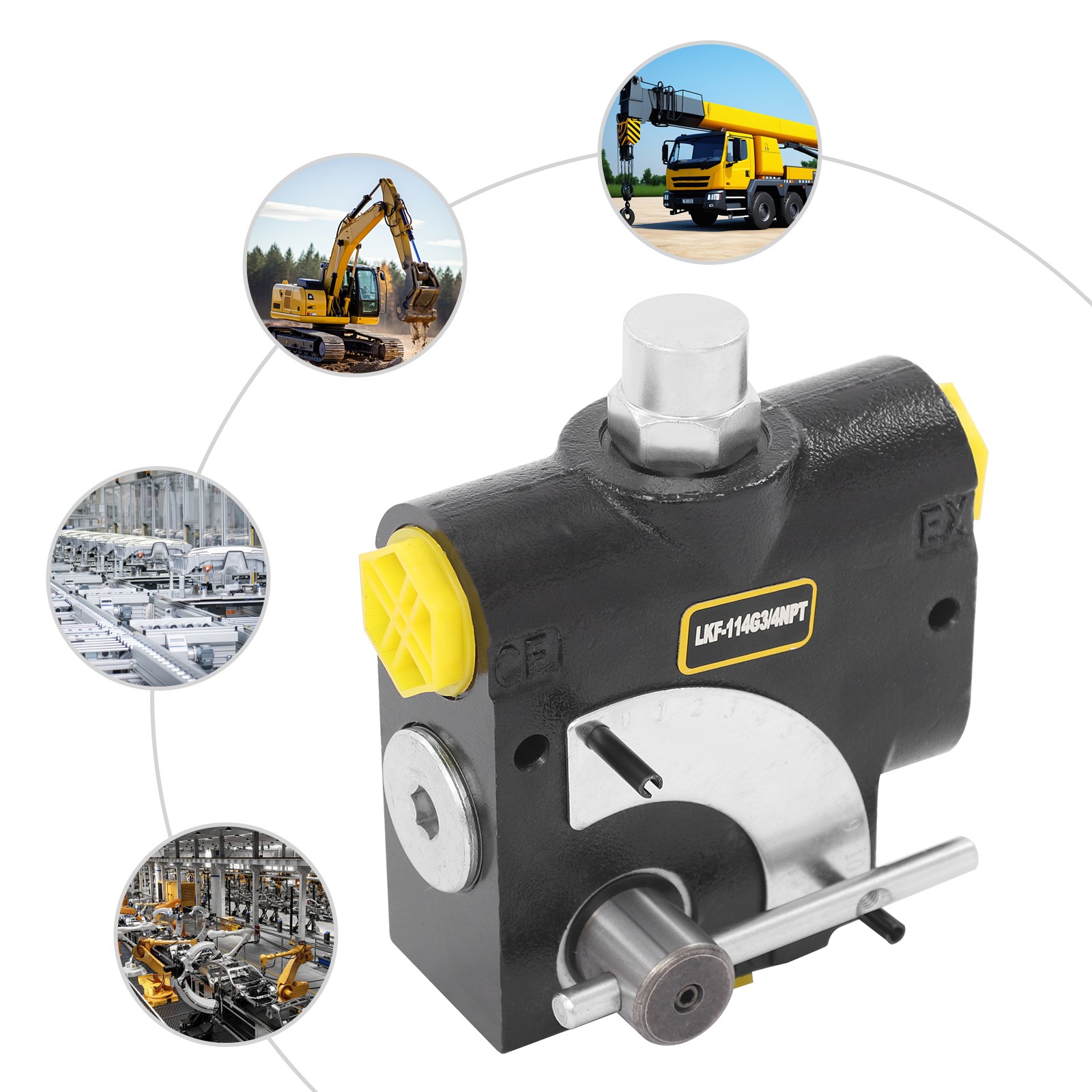 0-30GPM Hydraulic Adjustable Flow Control Valve Directional Acting Valve 3000PSI