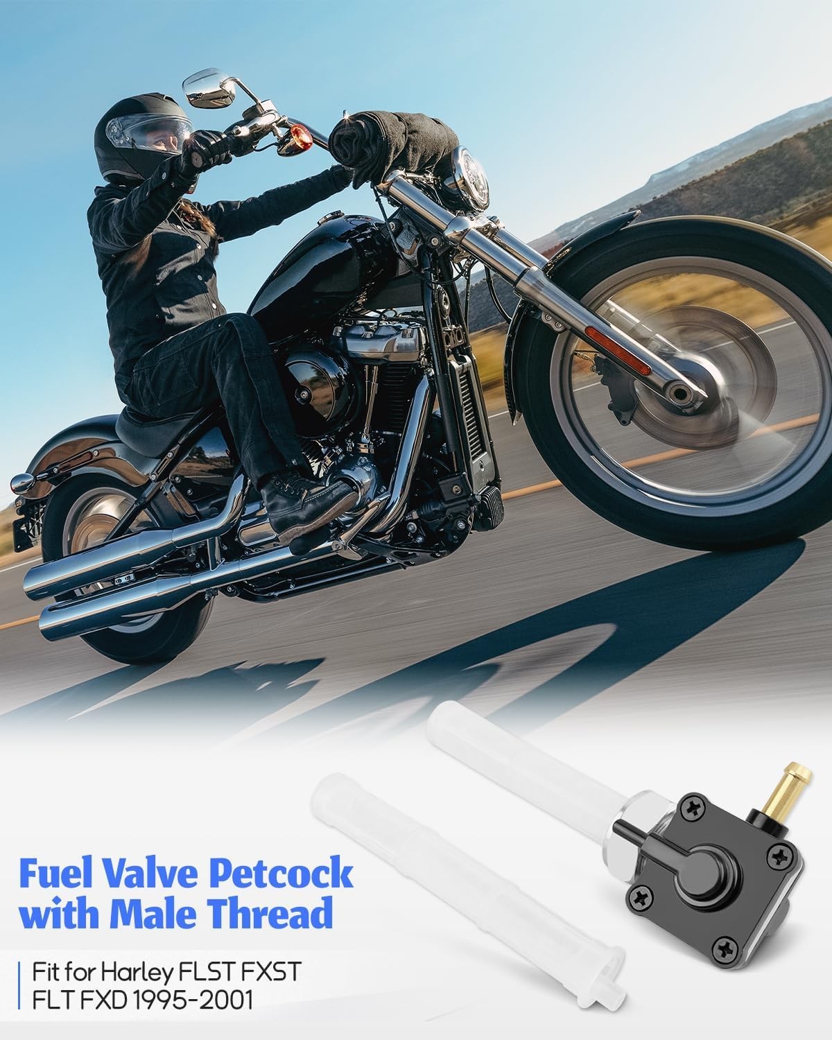 New Motorcycle Fuel Valve Petcock for Harley FLST FXST FLT FXD 1995-2001 1340Cc