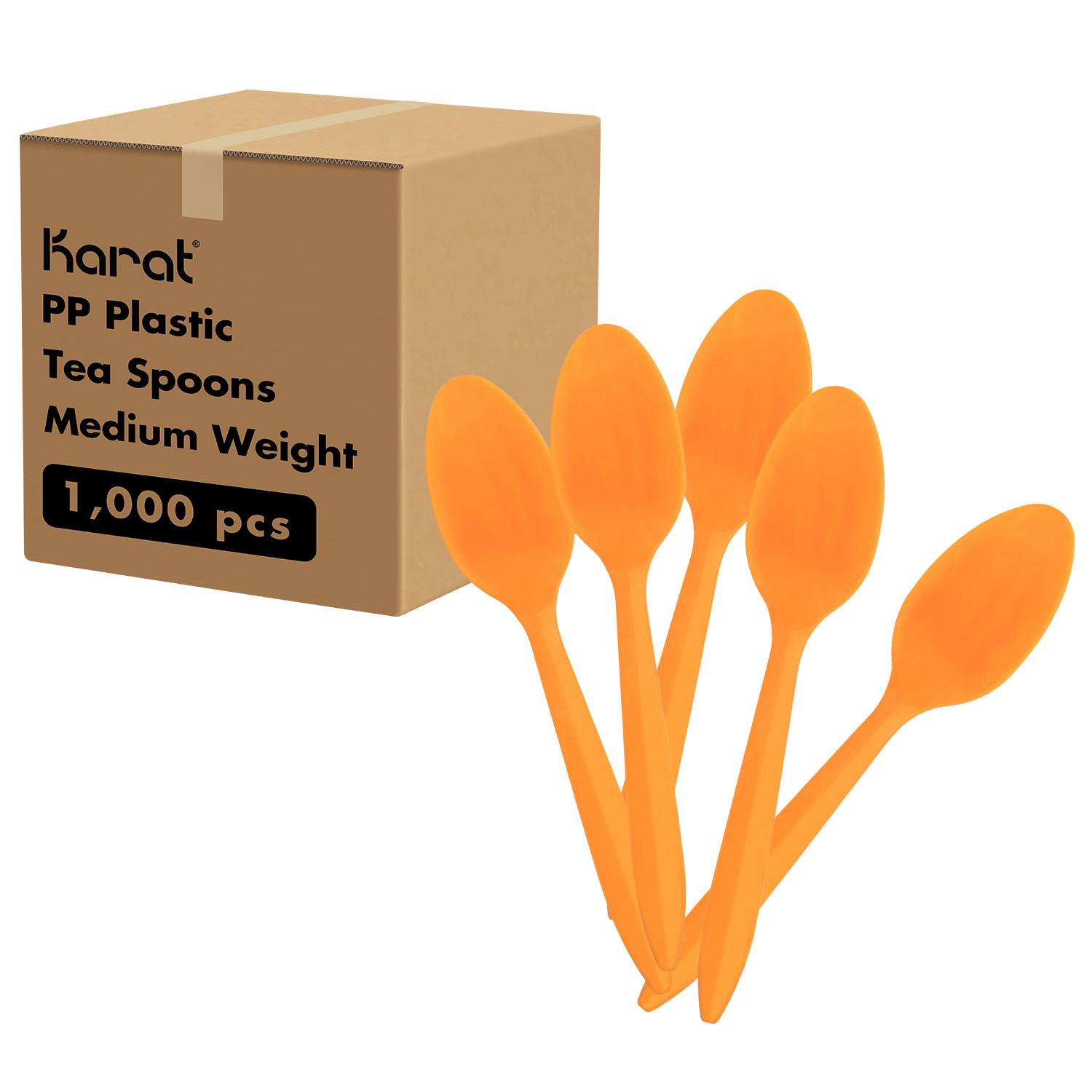 Karat PP Plastic Medium Weight Tea Spoons – Orange – 1,000 ct, U2008 (Orange)