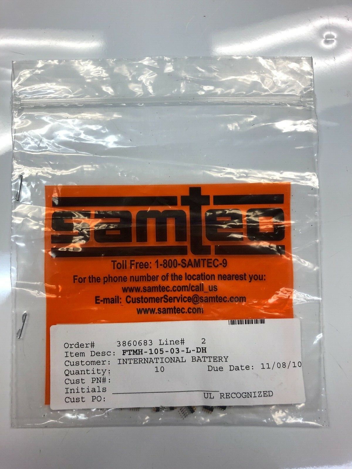 (10)Pcs. Samtec ,FTMH-105-03-L-DH,Unshrouded Header HDR 10 POS 1mm Solder RA SMD