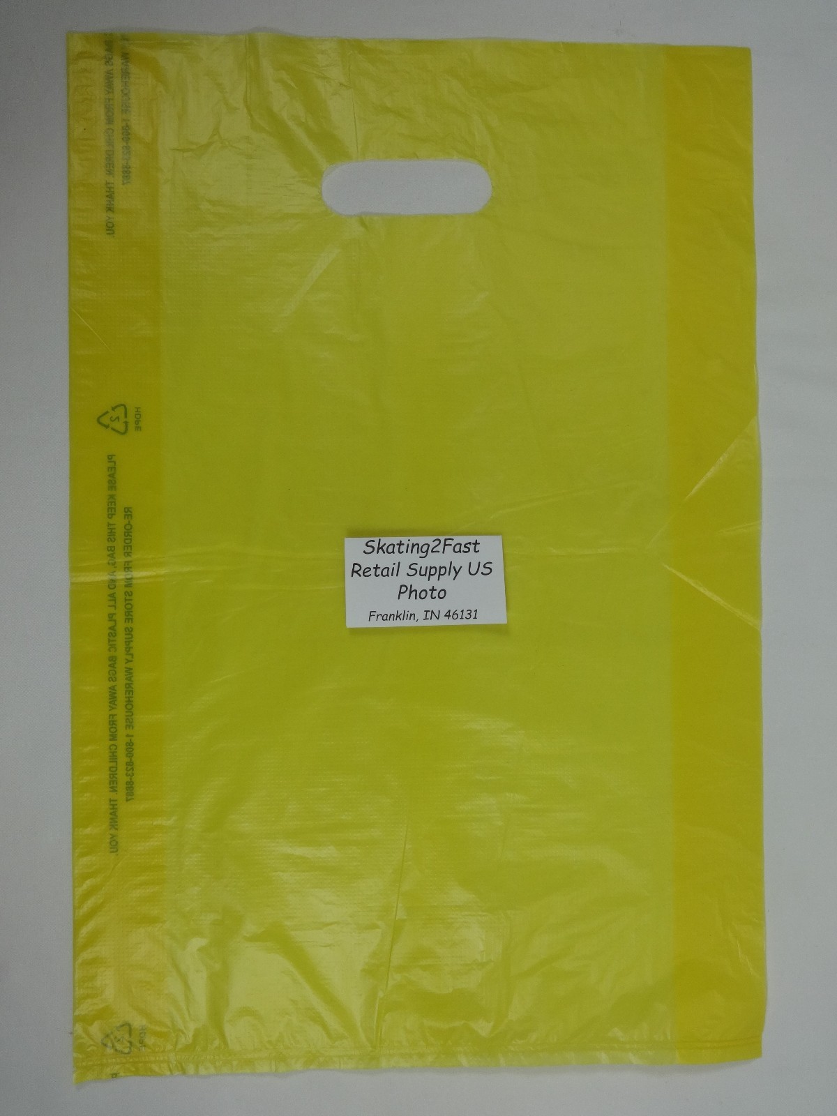 100 Qty. 12 x 3 x 18 Yellow High-Density Plastic Merchandise Bag w / Handle