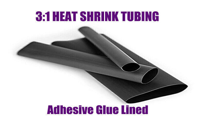 3:1 Marine Waterproof Heat Shrink Tubing Glue Adhesive Lined Black or Red Ratio