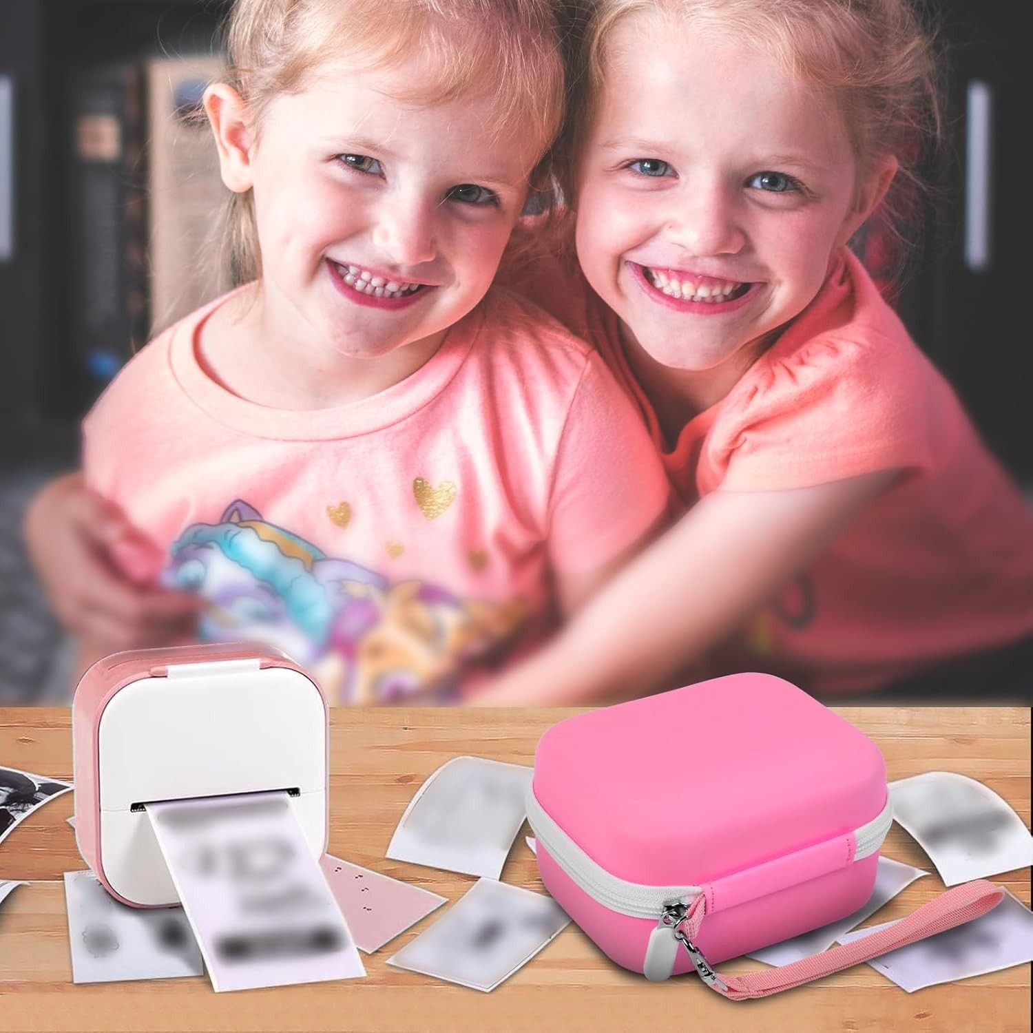 Compact Waterproof Developer Case for Memoking T02 & Phomemo Printers, Pink