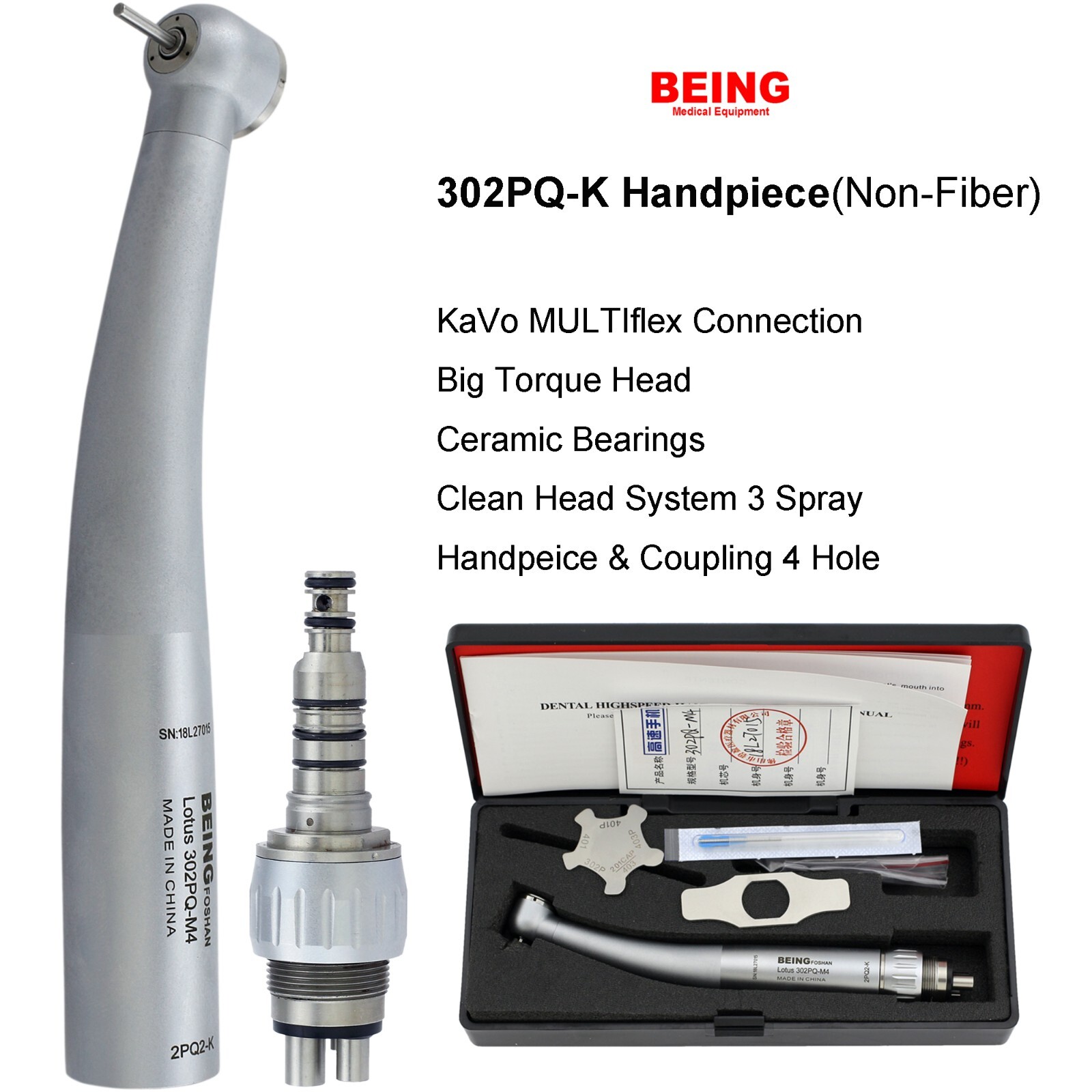 BEING Dental High Speed Turbine Fiber Optic Handpiece For KaVo MULTIflex Coupler