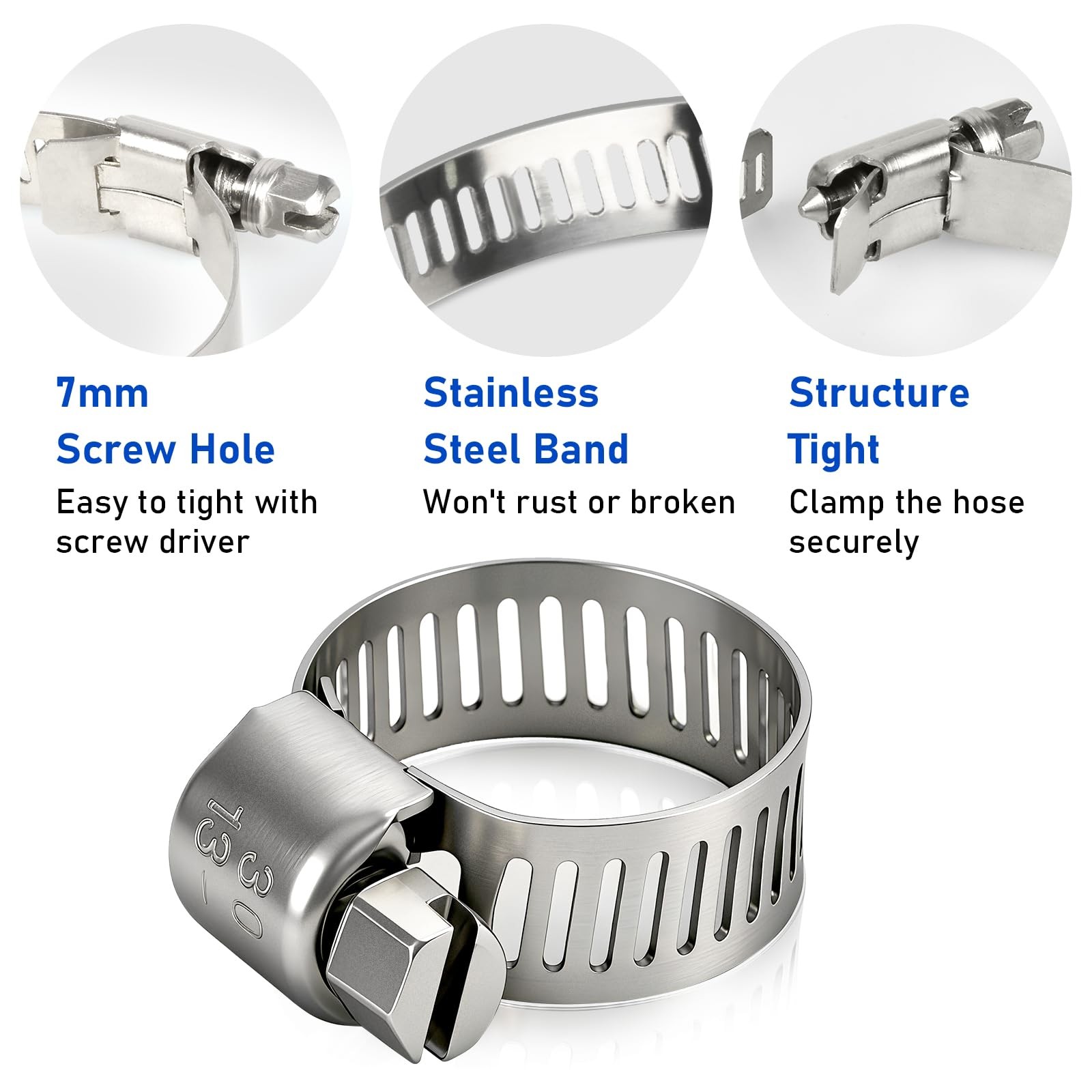 Hose Clamp 3/4 Inch, 10 Pack Stainless Steel Hose Clamps for 1/2 Inch to 3/4 …
