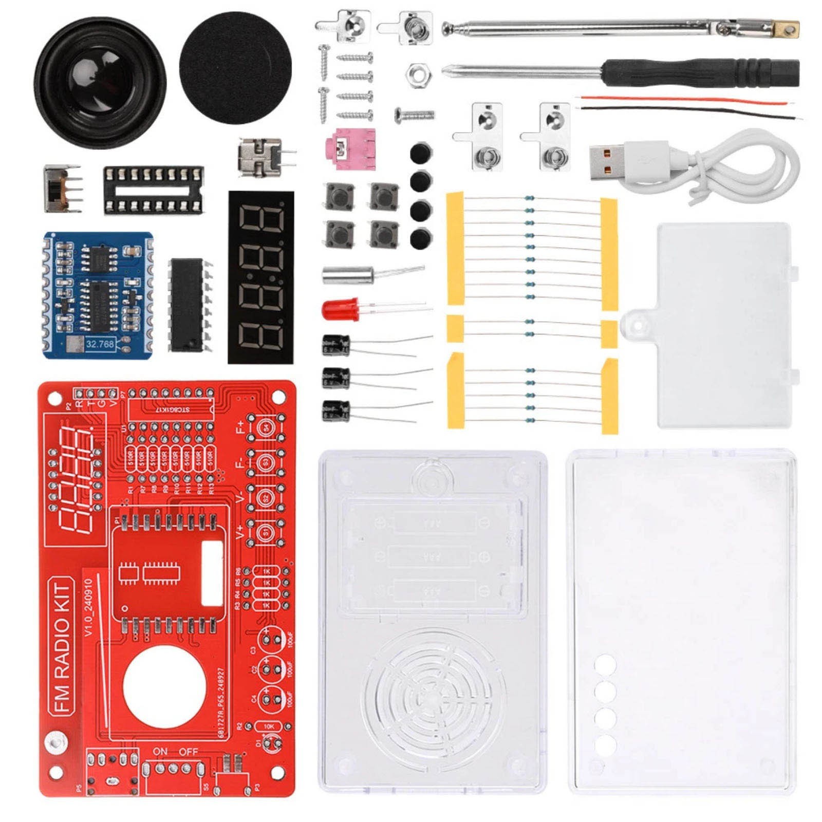 Educational RDA5807 FM Radio DIY Kit 87-108MHz with 15 Sound Level Adjustments