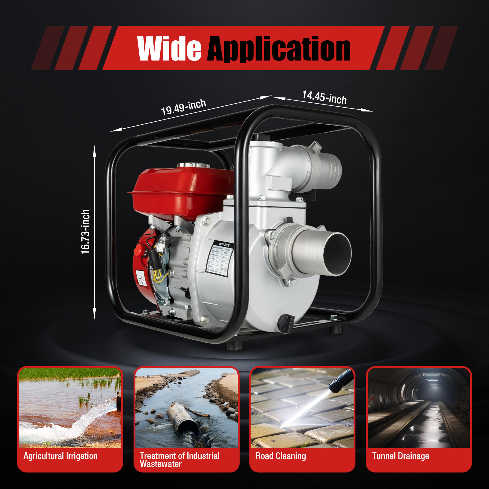 7.5HP Irrigation Water Pump Gas Powered Pump 3″ Garden Farm High Pressure Pump