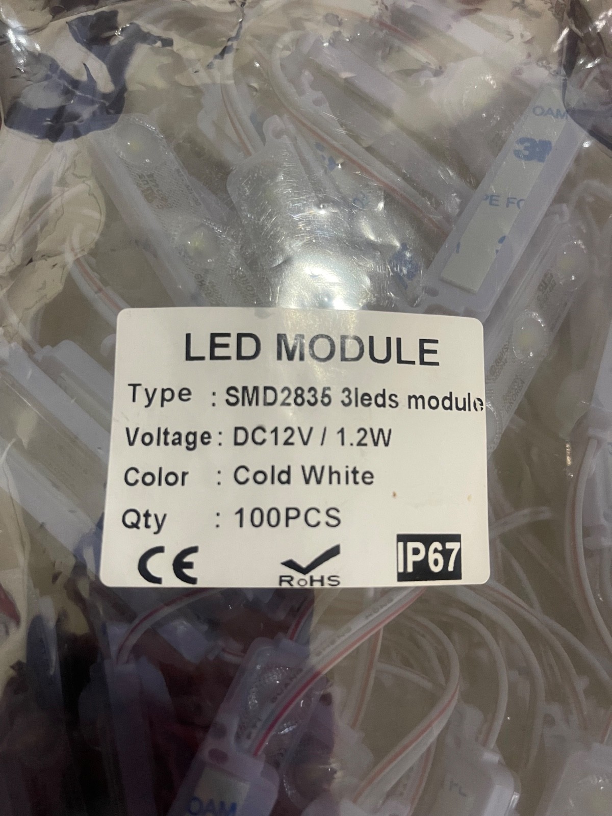 LED MODULE Type : SMD2835 3leds module Voltage : DC12V / 1.2W Color : Cold White