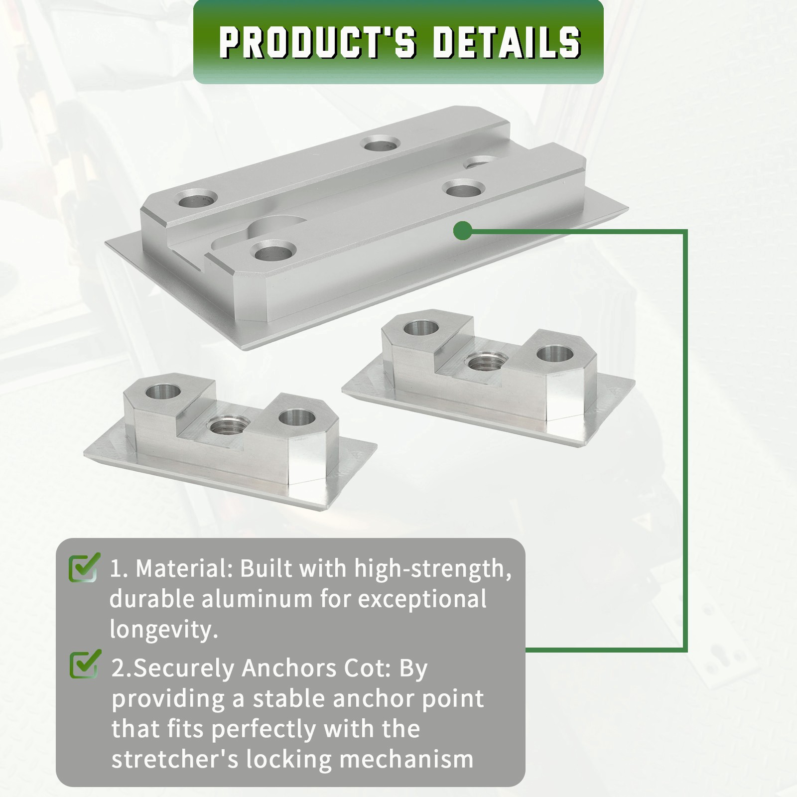 US Floor Mount Plate for Stryker Ferno Ambulance Stretcher Fastening System 3pcs