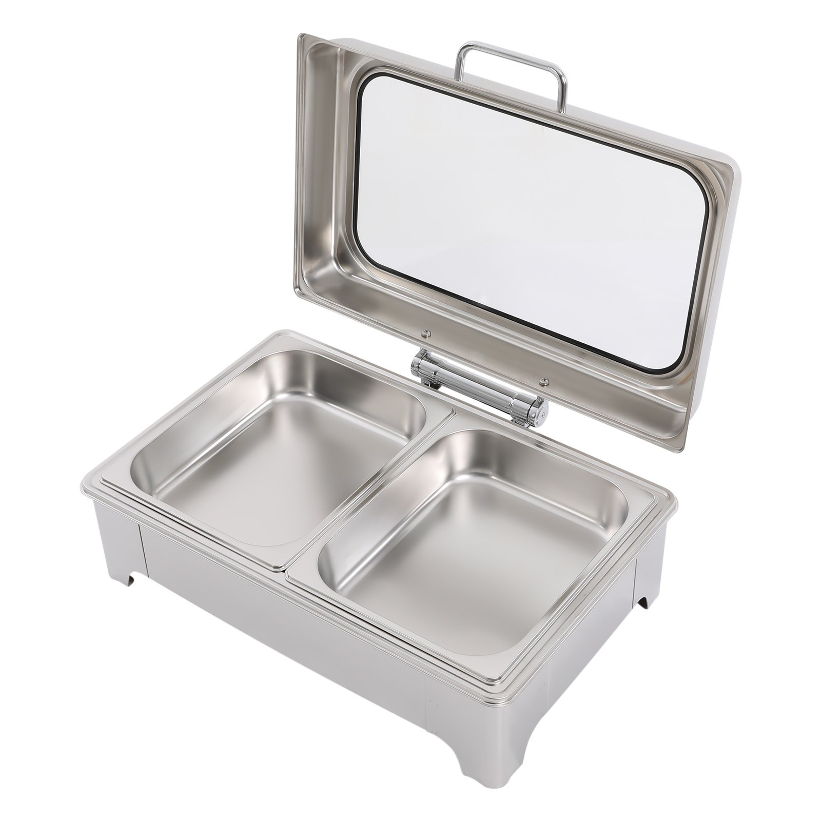 400W 9.5QT 2 Tray Stainless Steel Chafer Chafing Dish Catering Food Warmer Hotel