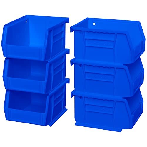 Plastic Storage Bins Hanging Stacking Containers, 5″/4″/3″ – 6 Pack