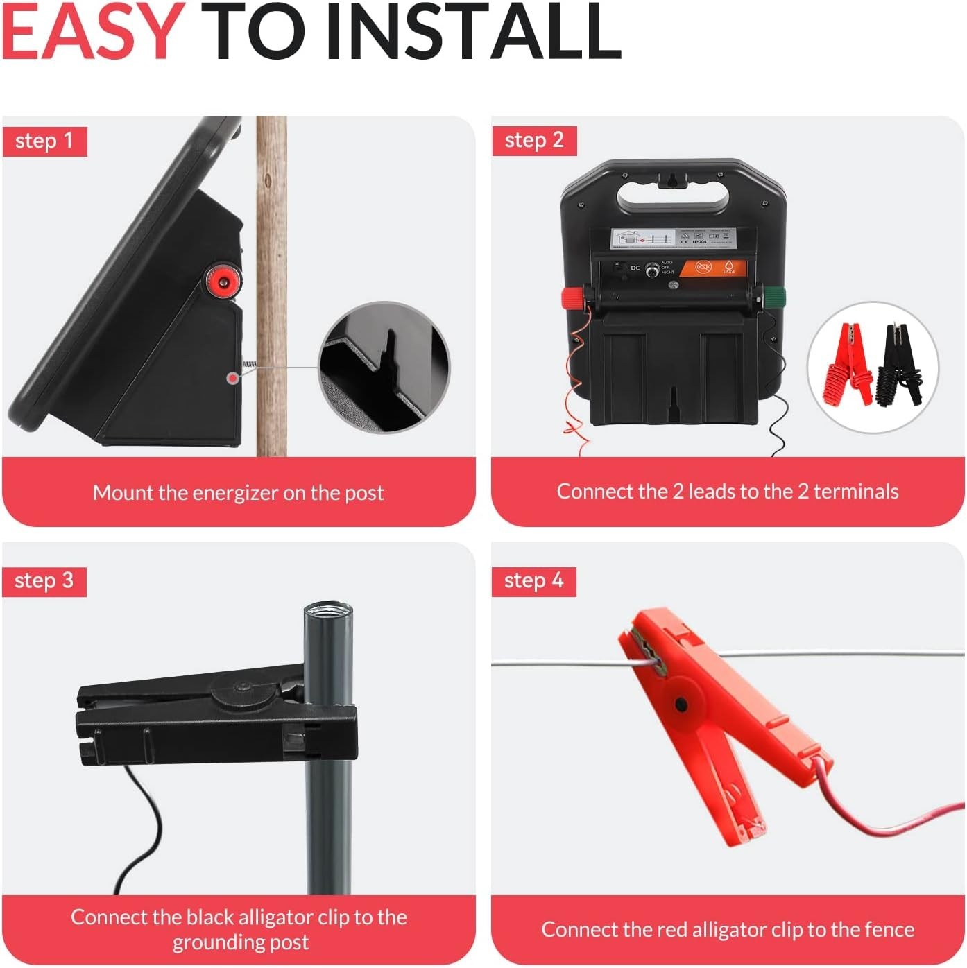 Powerful Solar Electric Fence Energizer, 10-Mile Range