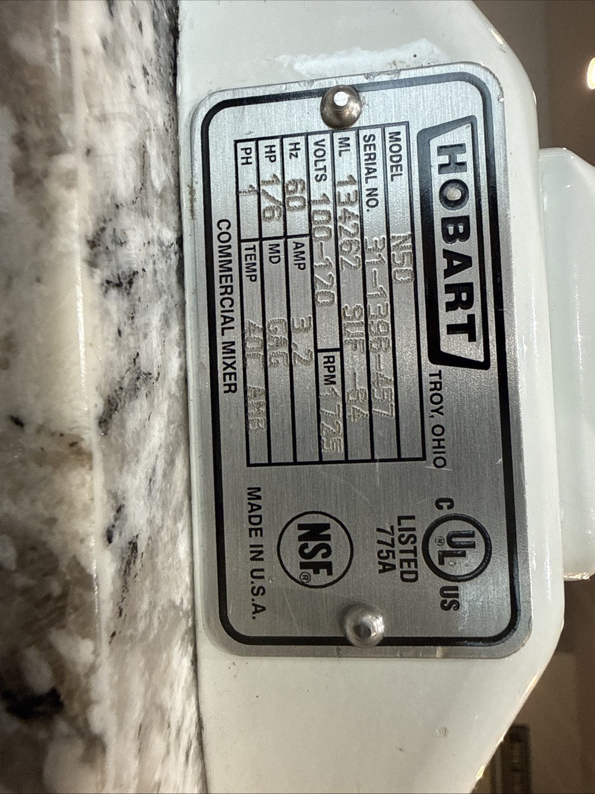 Hobart N50 Commercial Mixer WHITE Counter Top 5 Quart 3 Speed +Bowl+paddle WORKS