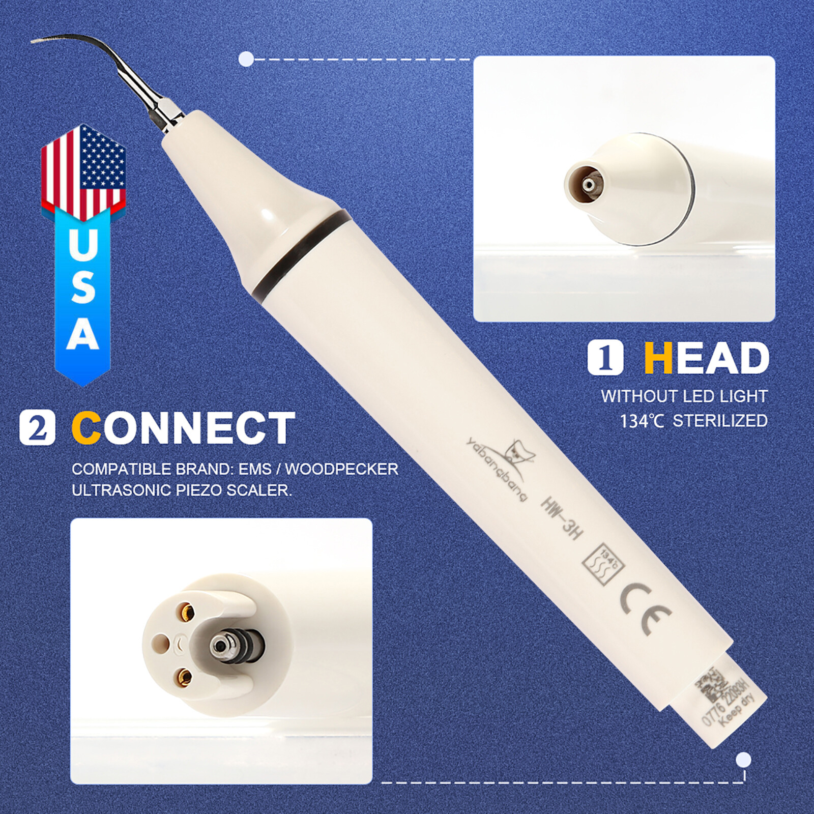 Dental Detachable Ultrasonic Piezo Scaler Handpiece fit EMS Woodpecker HW-3H