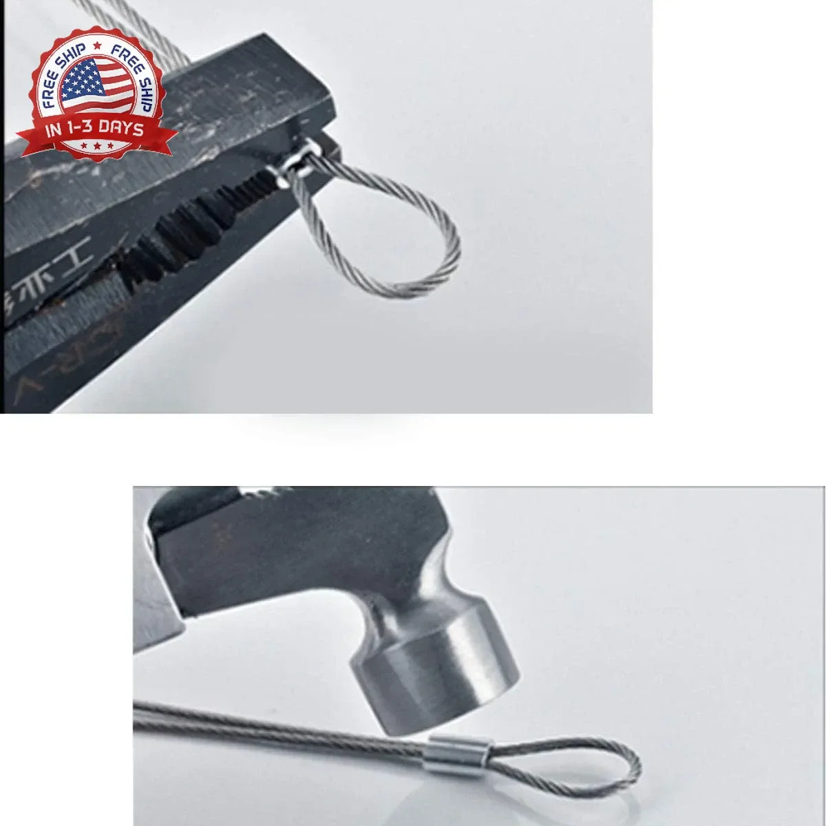 YAMASO 200pcs 1/16″ Aluminum Crimping Loop Sleeve, Cable Ferrule Wire Rope Sleev