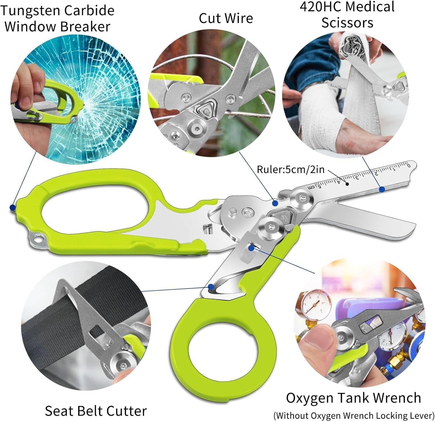 Emergency Trauma Shears Medic EMT Heavy Duty 6-in-1 Multi Function w/ Holster