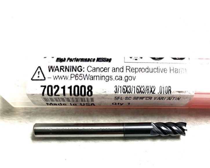 5PC Accupro 70211008 3/16″ 5FL Corner Radius End Mill .01R Solid Carbide AlTiN