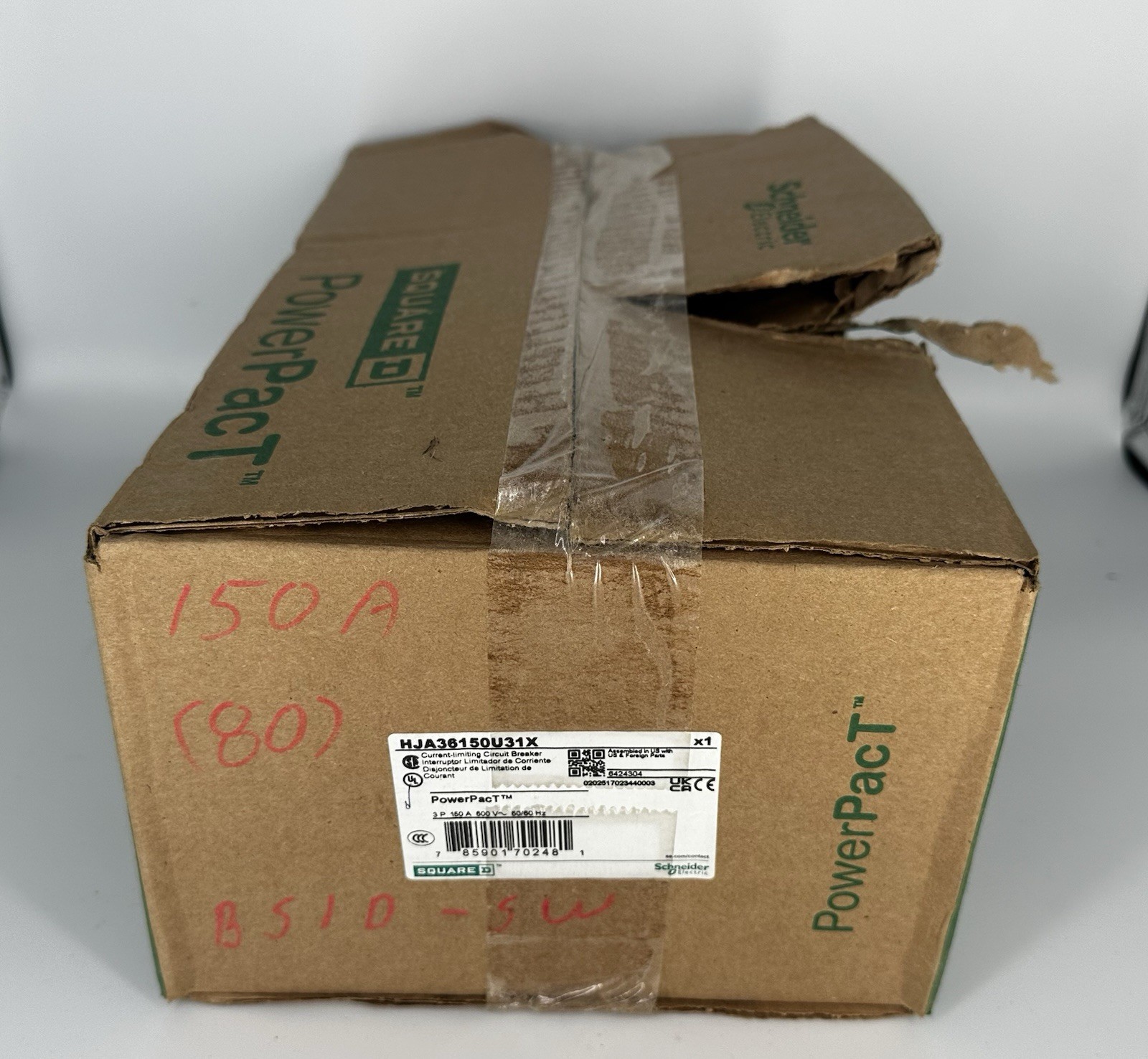 Square D HJA36150U31X PowerPacT 150A 3 Pole 600V Circuit Breaker NIB