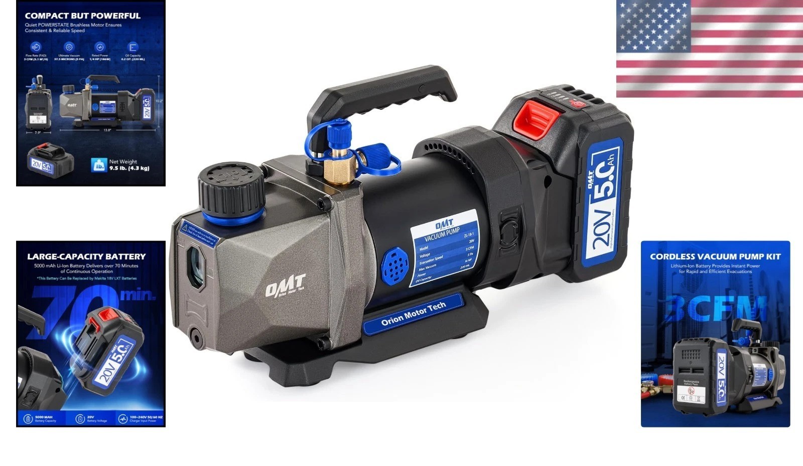 Lightweight Cordless HVAC Vacuum Pump: 70-Min Operation for On-the-Go Services