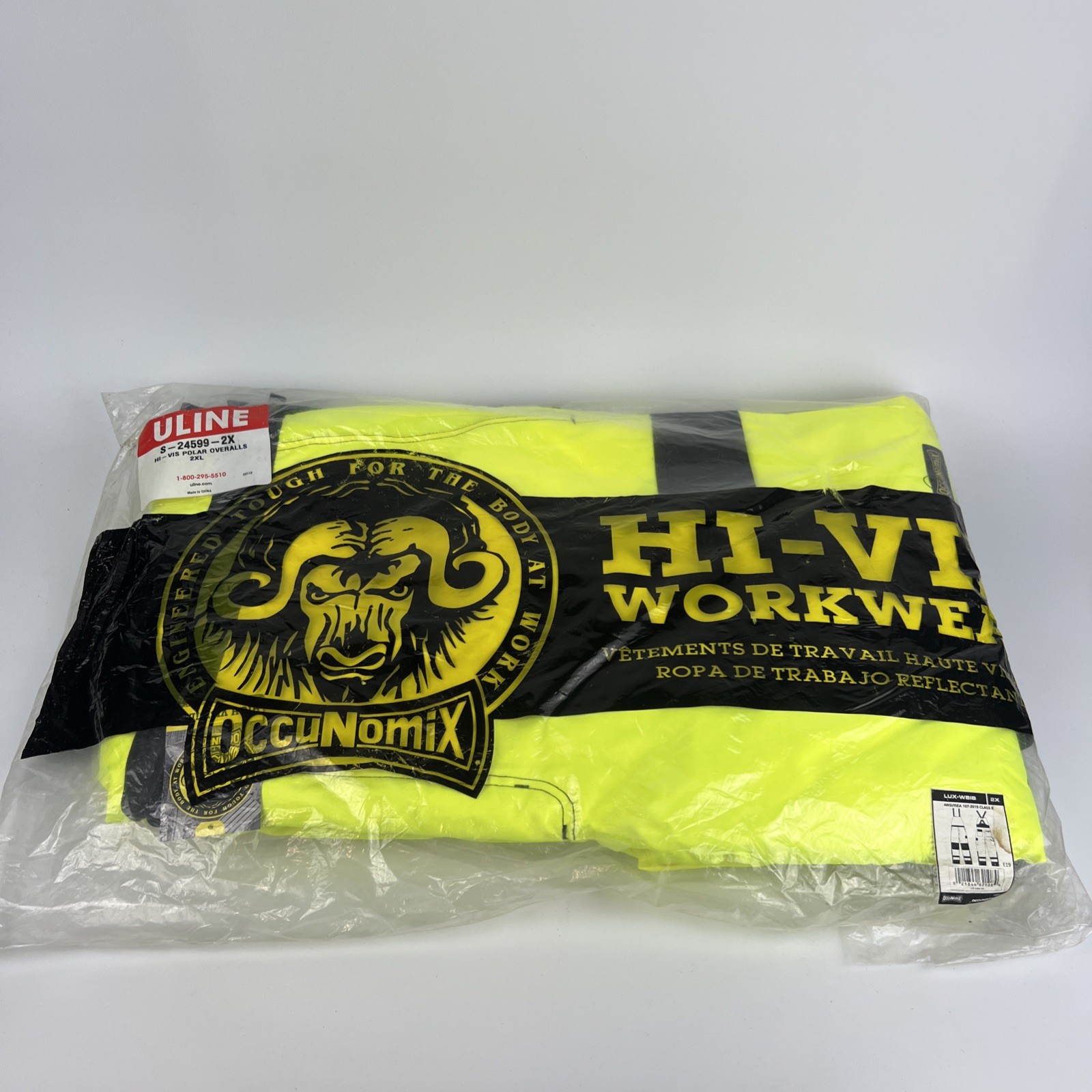OccuNomix Hi Vis Waterproof Bib Pants 2XL Yellow Reflective NWT