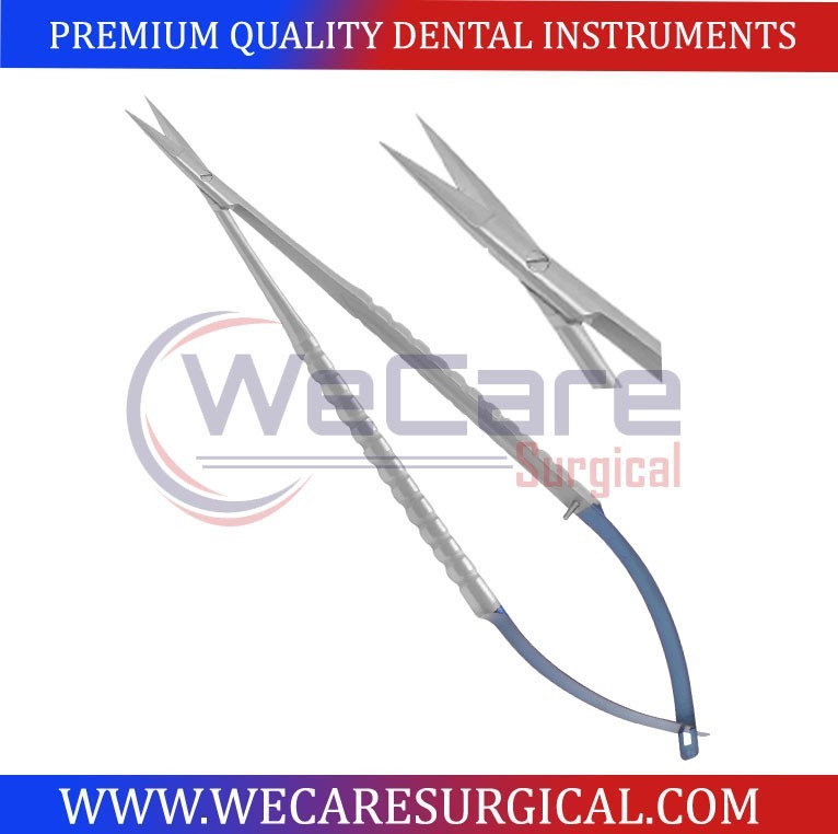 Dental Castroviejo Micro Surgical Gum Tissue Scissors Tungsten Carbide 18cm BLUE