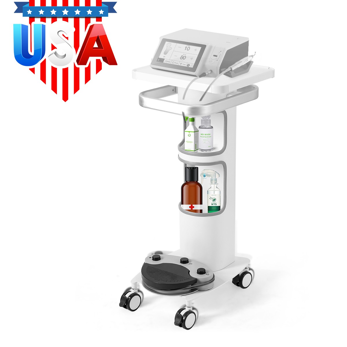 Dental Multi-Function Cart Trolley Mobile Workstation with Plug Outlet & Storage
