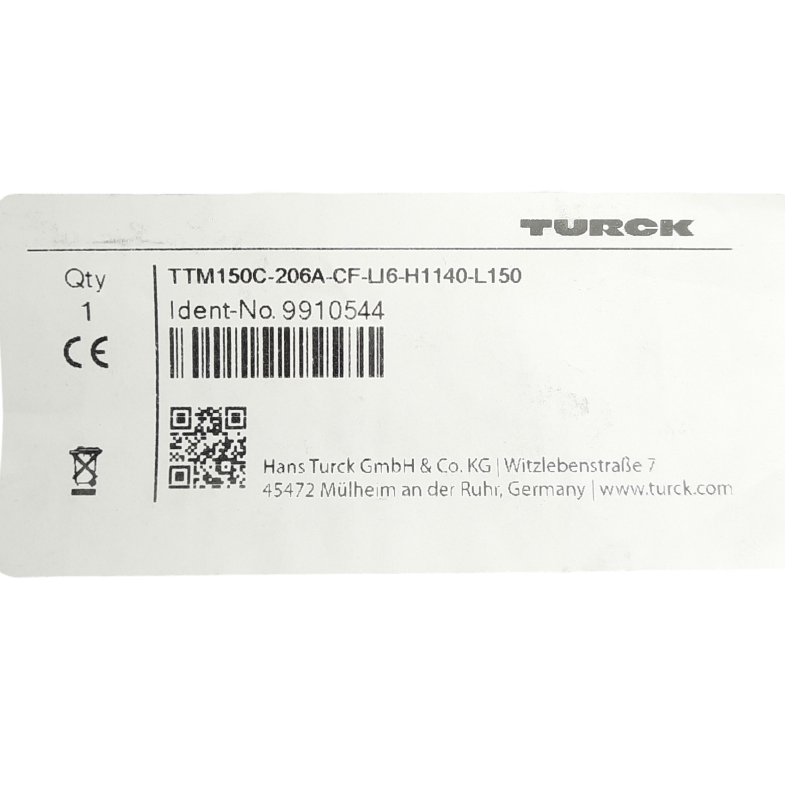 Turck 9910544 Temperature Sensor M12 4-P Male, ø6mm x 150mm Probe, Output 4-20mA