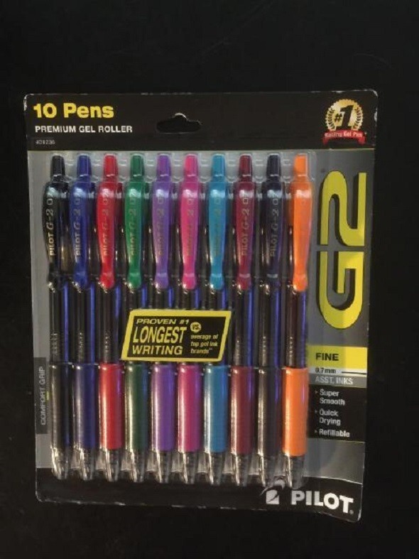 PILOT G2 Premium Rolling Ball Gel Pens – Fine Point – Assorted Colors – 10pk