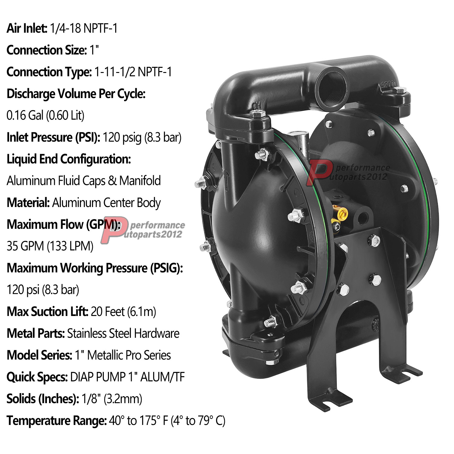 1″ Air Operated Double Diaphragm Pump 666100-344-C For Ingersoll Rand ARO NEW